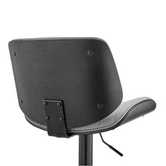 Brock Adjustable Faux Leather Bar Stool with 360-Degree Swivel and Walnut Wood for Ultimate Comfort
