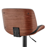 Brock Adjustable Faux Leather Bar Stool with 360-Degree Swivel and Walnut Wood for Ultimate Comfort