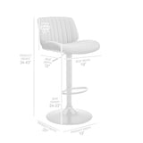 Brock Adjustable Faux Leather Bar Stool with 360-Degree Swivel and Walnut Wood for Ultimate Comfort