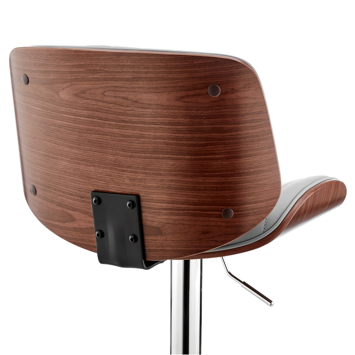 Brock Adjustable Faux Leather Bar Stool with 360-Degree Swivel and Walnut Wood for Ultimate Comfort