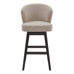 Brandy 30" Bar Height Swivel Stool in Tan Fabric with Espresso Wood Finish - Modern Comfort & Style