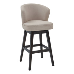 Brandy 30" Bar Height Swivel Stool in Tan Fabric with Espresso Wood Finish - Modern Comfort & Style