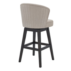 Brandy 30" Bar Height Swivel Stool in Tan Fabric with Espresso Wood Finish - Modern Comfort & Style