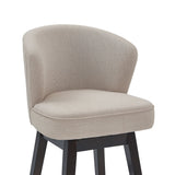 Brandy 30" Bar Height Swivel Stool in Tan Fabric with Espresso Wood Finish - Modern Comfort & Style