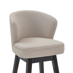 Brandy 30" Bar Height Swivel Stool in Tan Fabric with Espresso Wood Finish - Modern Comfort & Style