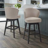 Brandy 30" Bar Height Swivel Stool in Tan Fabric with Espresso Wood Finish - Modern Comfort & Style