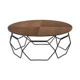 Cosmo Modern Walnut Veneer Coffee Table with Black Metal Base - Stylish, Durable, Easy-Clean Design