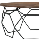 Cosmo Modern Walnut Veneer Coffee Table with Black Metal Base - Stylish, Durable, Easy-Clean Design