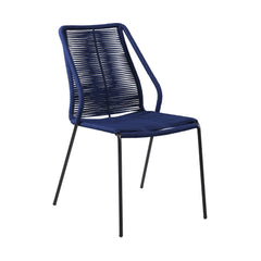 Clip Modern Steel and Woven Rope Outdoor Dining Chair Set of 2 - Comfortable and Stylish Addition