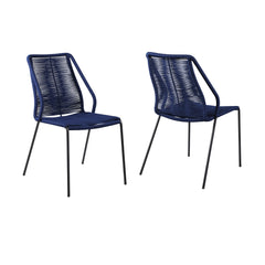 Clip Modern Steel and Woven Rope Outdoor Dining Chair Set of 2 - Comfortable and Stylish Addition