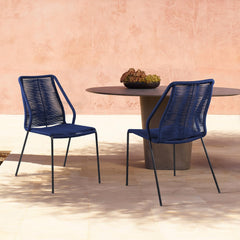 Clip Modern Steel and Woven Rope Outdoor Dining Chair Set of 2 - Comfortable and Stylish Addition