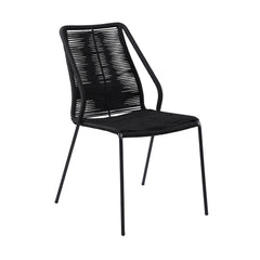 Clip Modern Steel and Woven Rope Outdoor Dining Chair Set of 2 - Comfortable and Stylish Addition