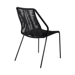 Clip Modern Steel and Woven Rope Outdoor Dining Chair Set of 2 - Comfortable and Stylish Addition