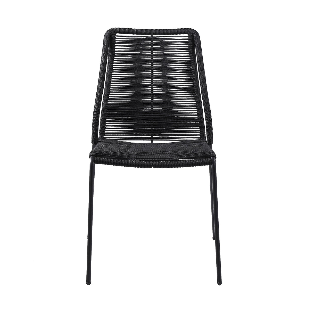 Clip Modern Steel and Woven Rope Outdoor Dining Chair Set of 2 - Comfortable and Stylish Addition