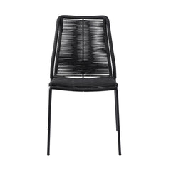 Clip Modern Steel and Woven Rope Outdoor Dining Chair Set of 2 - Comfortable and Stylish Addition