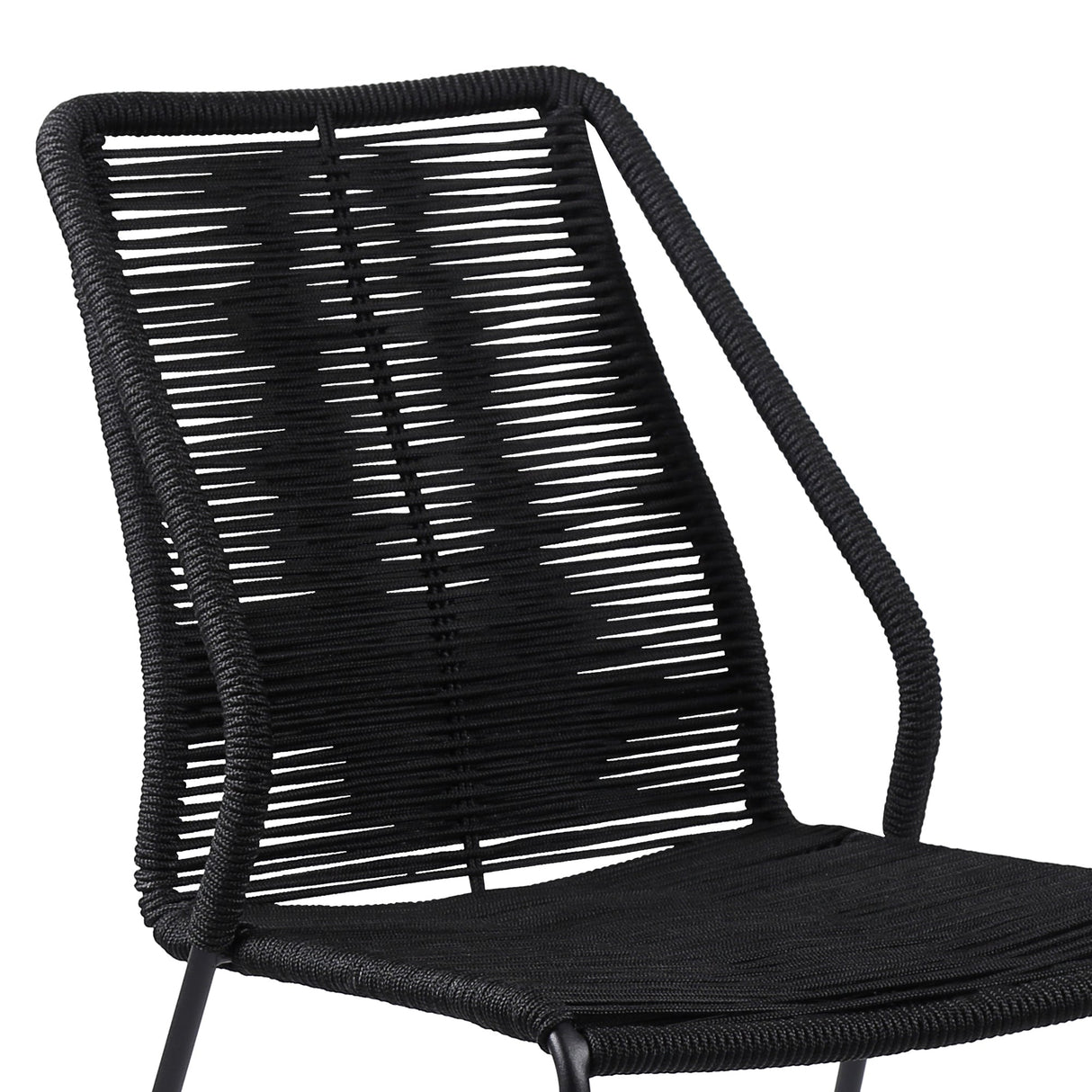 Clip Modern Steel and Woven Rope Outdoor Dining Chair Set of 2 - Comfortable and Stylish Addition