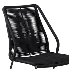Clip Modern Steel and Woven Rope Outdoor Dining Chair Set of 2 - Comfortable and Stylish Addition