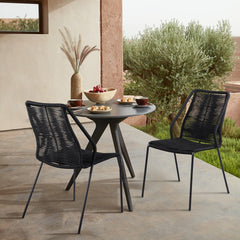 Clip Modern Steel and Woven Rope Outdoor Dining Chair Set of 2 - Comfortable and Stylish Addition
