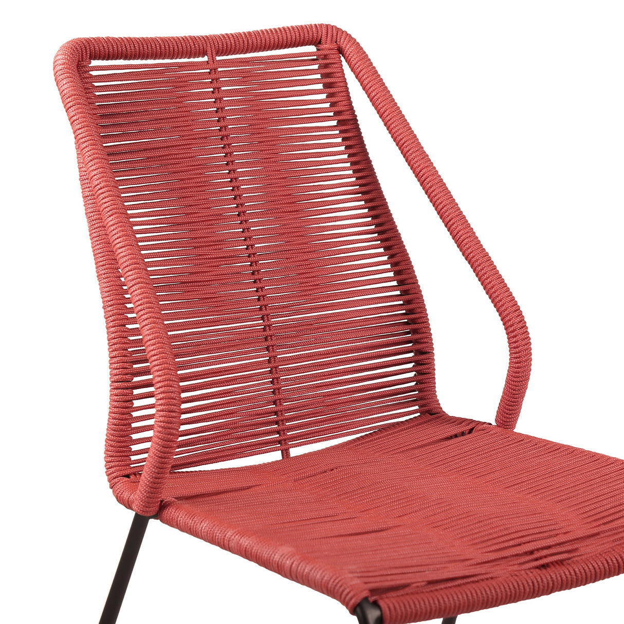 Clip Modern Steel and Woven Rope Outdoor Dining Chair Set of 2 - Comfortable and Stylish Addition