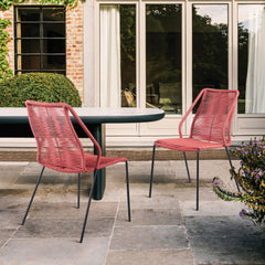 Clip Modern Steel and Woven Rope Outdoor Dining Chair Set of 2 - Comfortable and Stylish Addition