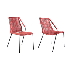 Clip Modern Steel and Woven Rope Outdoor Dining Chair Set of 2 - Comfortable and Stylish Addition