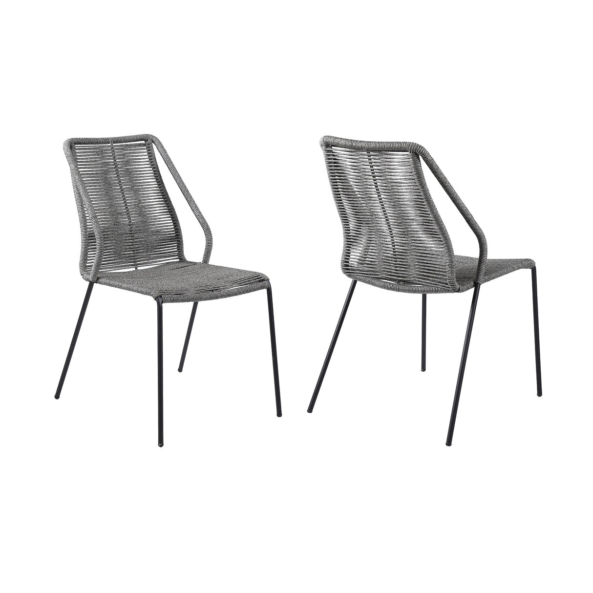 Clip Modern Steel and Woven Rope Outdoor Dining Chair Set of 2 - Comfortable and Stylish Addition