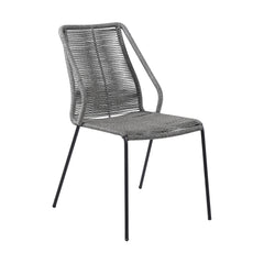 Clip Modern Steel and Woven Rope Outdoor Dining Chair Set of 2 - Comfortable and Stylish Addition