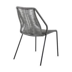 Clip Modern Steel and Woven Rope Outdoor Dining Chair Set of 2 - Comfortable and Stylish Addition