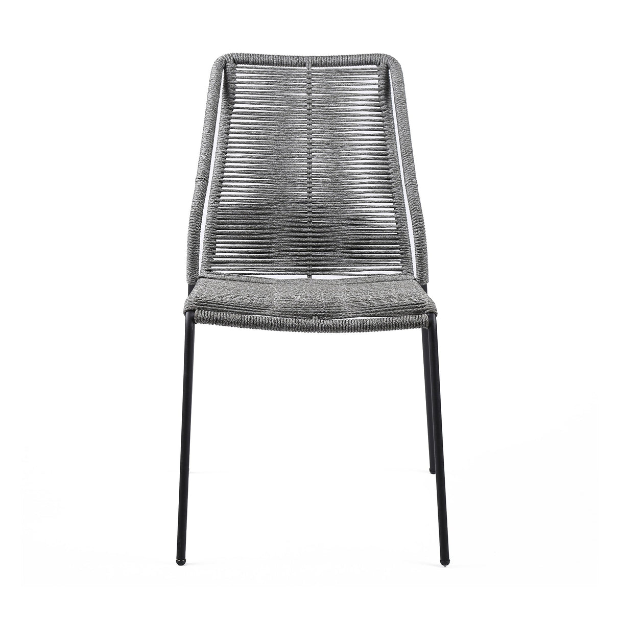 Clip Modern Steel and Woven Rope Outdoor Dining Chair Set of 2 - Comfortable and Stylish Addition