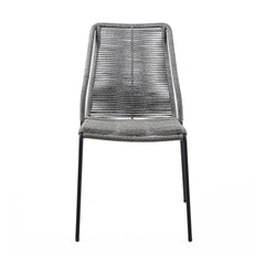Clip Modern Steel and Woven Rope Outdoor Dining Chair Set of 2 - Comfortable and Stylish Addition