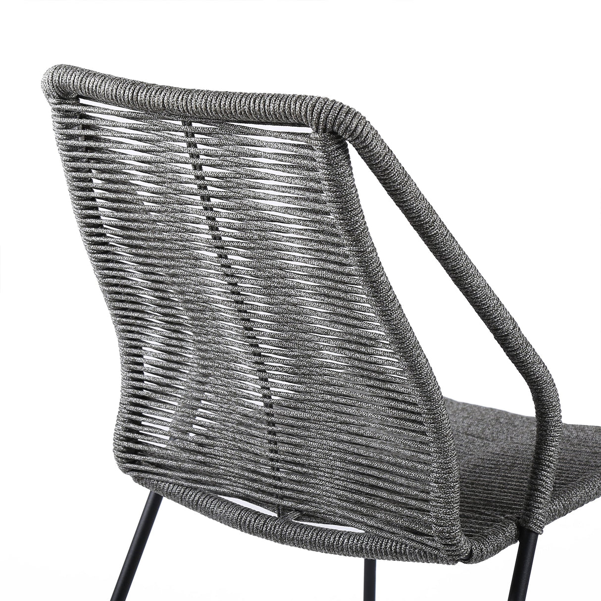 Clip Modern Steel and Woven Rope Outdoor Dining Chair Set of 2 - Comfortable and Stylish Addition