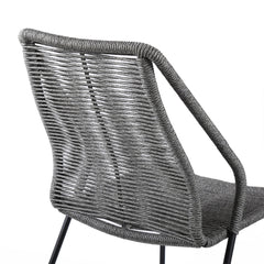 Clip Modern Steel and Woven Rope Outdoor Dining Chair Set of 2 - Comfortable and Stylish Addition
