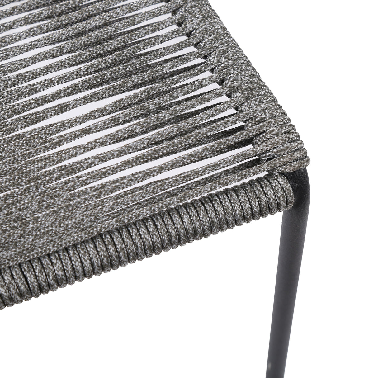Clip Modern Steel and Woven Rope Outdoor Dining Chair Set of 2 - Comfortable and Stylish Addition