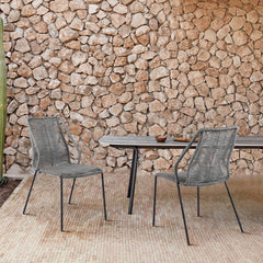 Clip Modern Steel and Woven Rope Outdoor Dining Chair Set of 2 - Comfortable and Stylish Addition