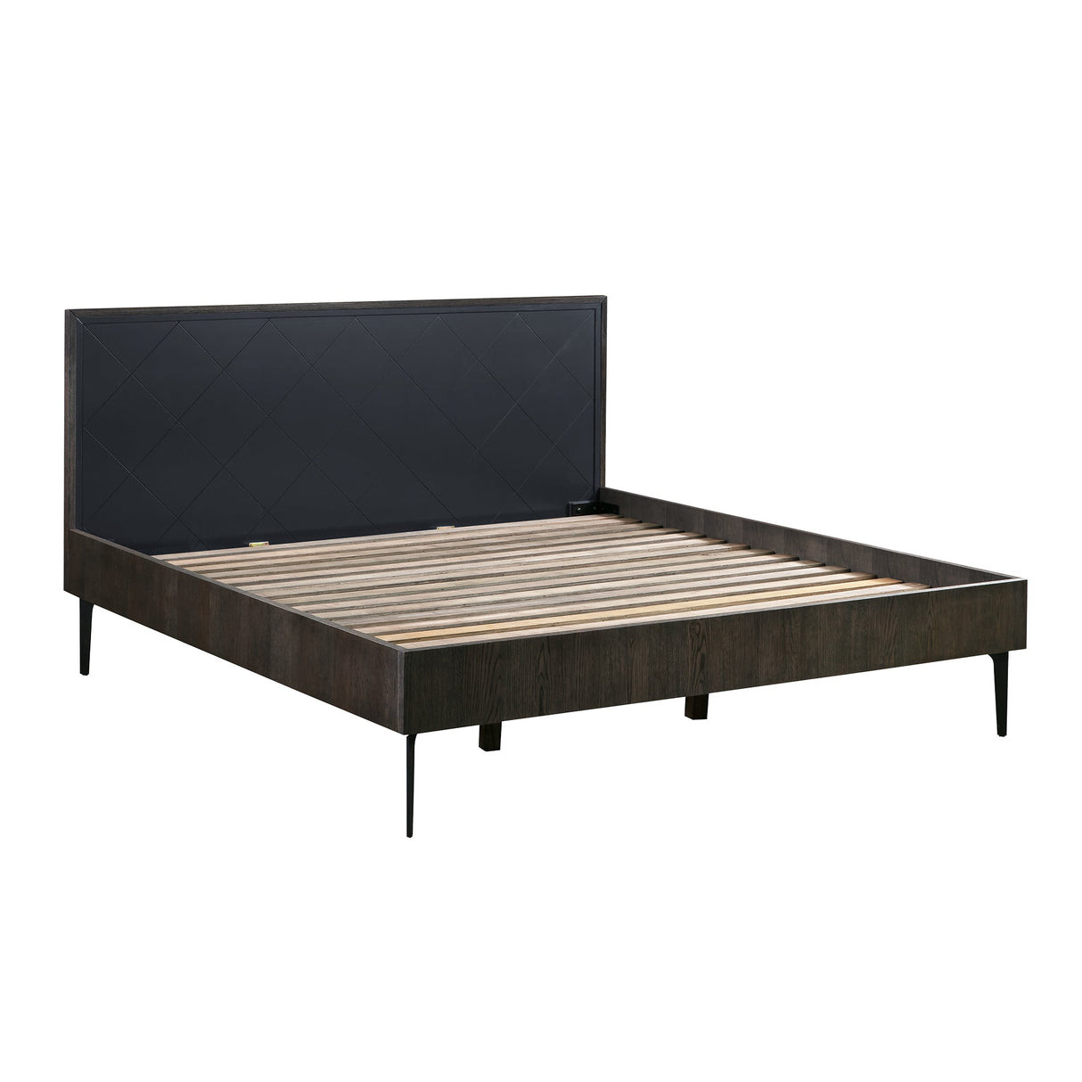 Cross Solid Oak and Metal Platform Bed Frame - Modern Design, Durable, Under-Bed Storage, Easy Assembly
