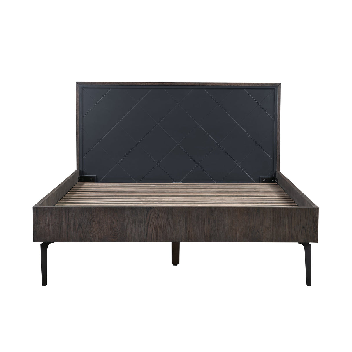Cross Solid Oak and Metal Platform Bed Frame - Modern Design, Durable, Under-Bed Storage, Easy Assembly
