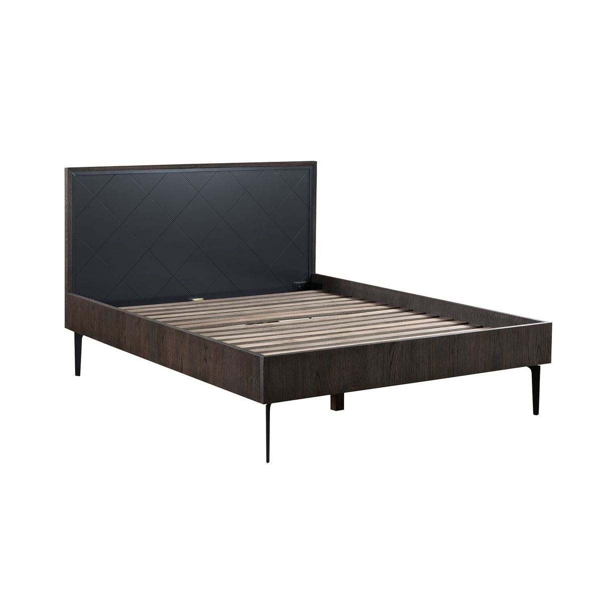 Cross Solid Oak and Metal Platform Bed Frame - Modern Design, Durable, Under-Bed Storage, Easy Assembly