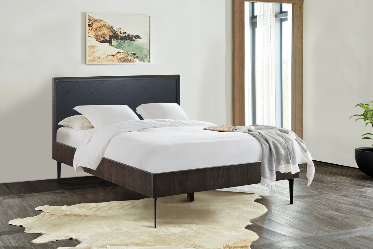 Cross Solid Oak and Metal Platform Bed Frame - Modern Design, Durable, Under-Bed Storage, Easy Assembly