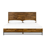 Cusco Rustic Acacia King Bed with Metal Accents - Stylish, Cozy Design, No Box Spring Required