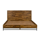 Cusco Rustic Acacia King Bed with Metal Accents - Stylish, Cozy Design, No Box Spring Required