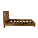 Cusco Rustic Acacia King Bed with Metal Accents - Stylish, Cozy Design, No Box Spring Required