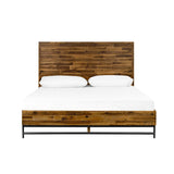 Cusco Rustic Acacia King Bed with Metal Accents - Stylish, Cozy Design, No Box Spring Required