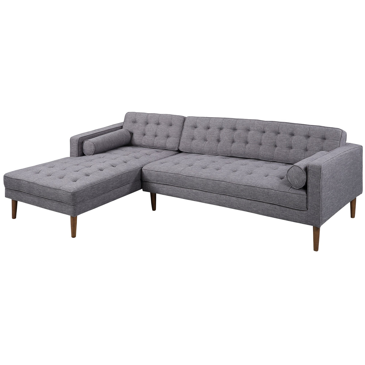 Element Modern Sectional Chaise Sofa – Stylish Mid-Century Design with Plush Comfort & Bolster Pillows