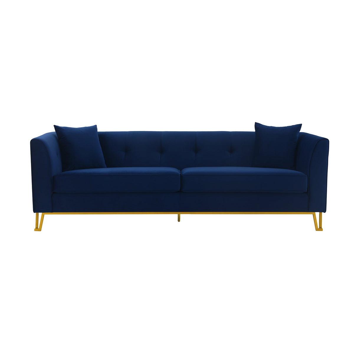 Everest Sofa - Luxurious Fabric Seating for 4 with Foam-Padded Cushions and Stylish Gold Accents