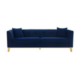 Everest Sofa - Luxurious Fabric Seating for 4 with Foam-Padded Cushions and Stylish Gold Accents