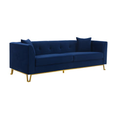 Everest Sofa - Luxurious Fabric Seating for 4 with Foam-Padded Cushions and Stylish Gold Accents