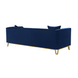 Everest Sofa - Luxurious Fabric Seating for 4 with Foam-Padded Cushions and Stylish Gold Accents