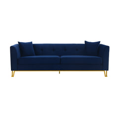 Everest Sofa - Luxurious Fabric Seating for 4 with Foam-Padded Cushions and Stylish Gold Accents