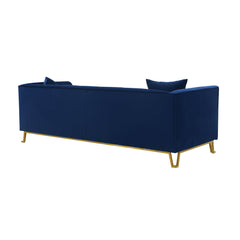 Everest Sofa - Luxurious Fabric Seating for 4 with Foam-Padded Cushions and Stylish Gold Accents