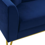Everest Sofa - Luxurious Fabric Seating for 4 with Foam-Padded Cushions and Stylish Gold Accents